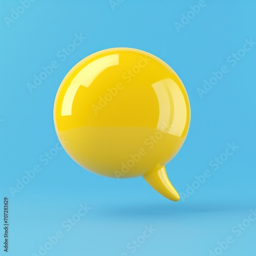 yellow plastic soft speech bubble against blue background.