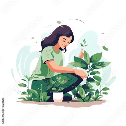 person with a plant