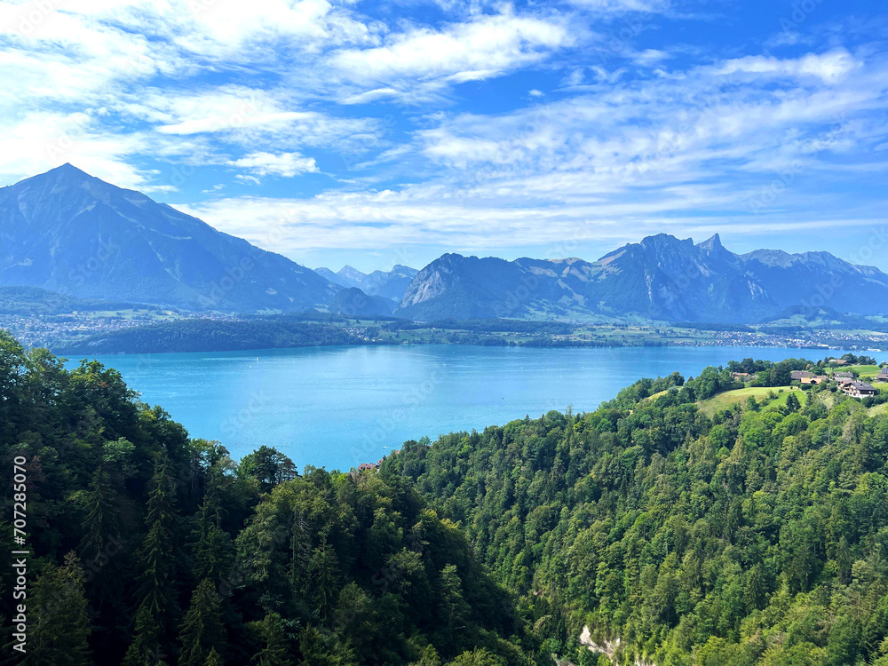 A river surrounded by mountains