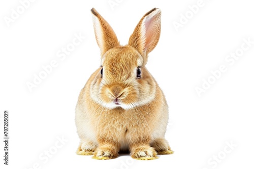 A brown rabbit sitting on top of a white floor. Perfect for animal lovers or Easter-themed designs