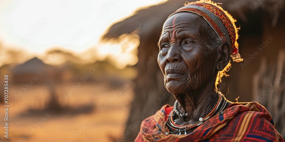 Portrait of a Samburu Elder at Sunset. Generative ai Portrait of a Samburu Elder at Sunset. Generative ai
