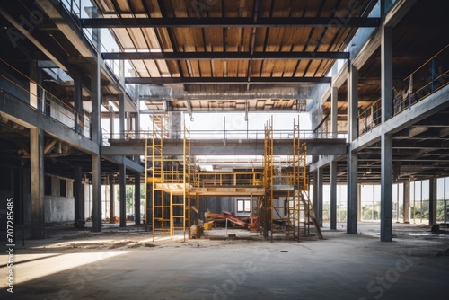 Construction Site of a Modern Multi-Story Building Under Clear Skies
