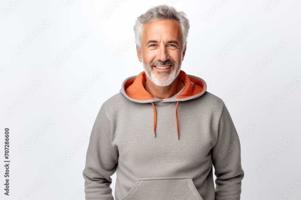 Smiling portrait of a middle aged man on white background Smiling portrait of a middle aged man on white background
