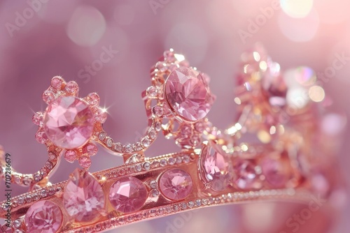 A beautiful crown adorned with pink crystals. Perfect for adding a touch of elegance and sparkle to any occasion