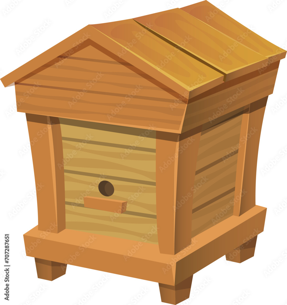Wooden beehive human made, cultivation domesticated bee in hive isometric vector illustration, isolated on white. Ecology organic honey extraction home condition, sweetness dessert foodstuff. Wooden beehive human made, cultivation domesticated bee in hive isometric vector illustration, isolated on white. Ecology organic honey extraction home condition, sweetness dessert foodstuff.