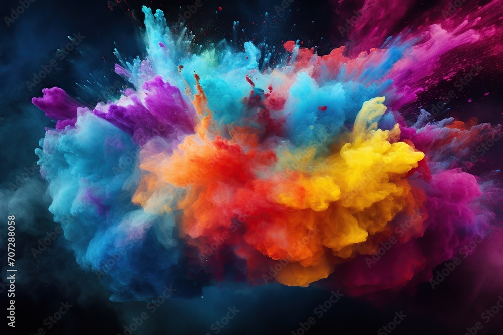 Colorful powder explosion