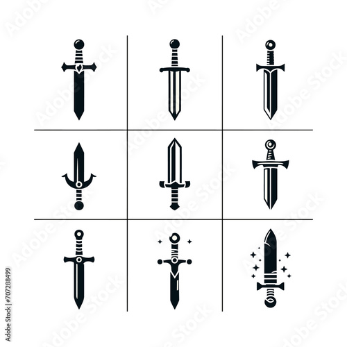 set of sword vector icon