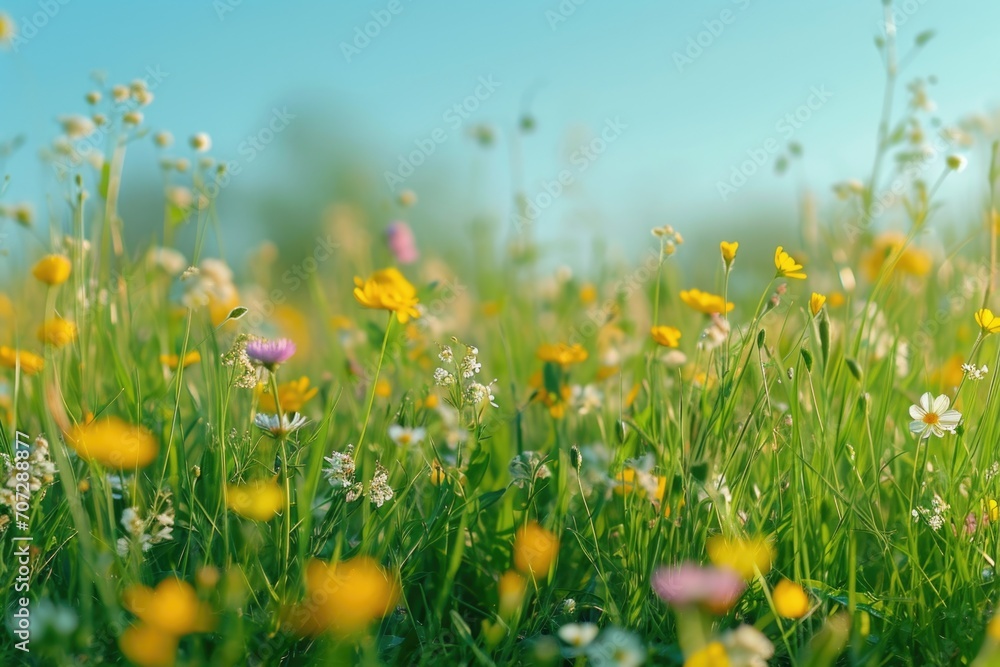 A vibrant field filled with yellow and white flowers. Perfect for adding a touch of nature to any project