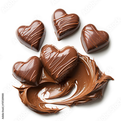 heart shaped chocolates on white background