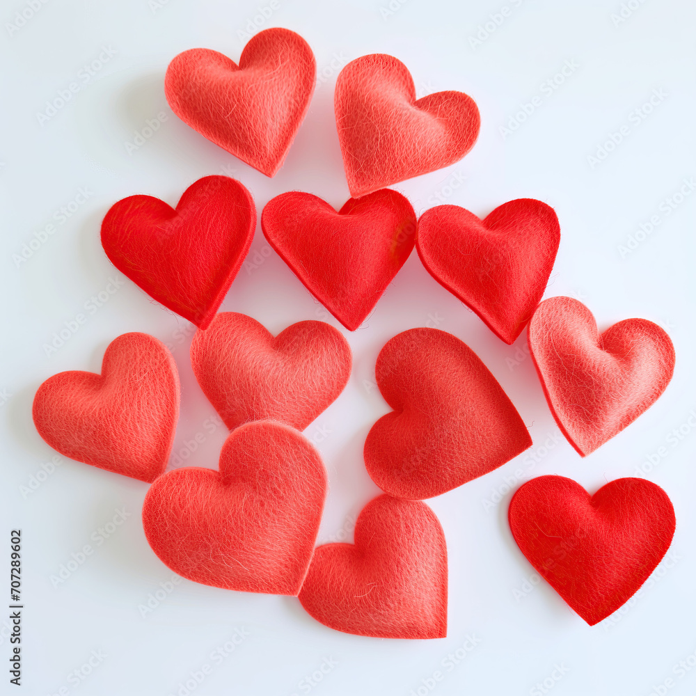 red hearts made with felt