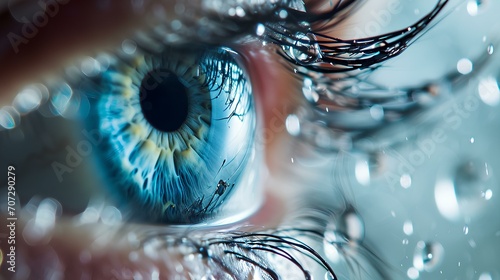 a woman's beautiful clear eyes. importance of eye care and hydration emphasize. generative AI