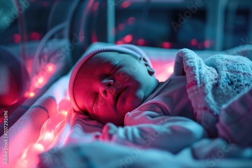 Premature Baby:Witness the delicate journey of a newborn baby inside an incubator in the hospital, receiving specialized care as a premature miracle unfolds in the realm of neonatal health.
