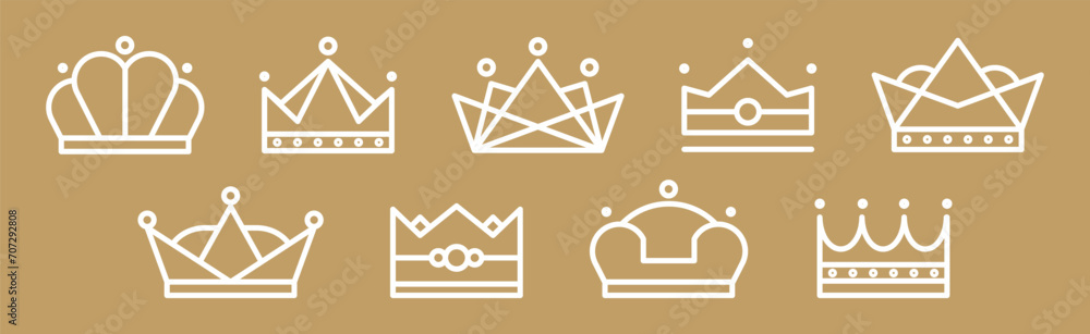 Crown Modern Thin Line Icon and Simple Pictogram Vector Set Crown Modern Thin Line Icon and Simple Pictogram Vector Set