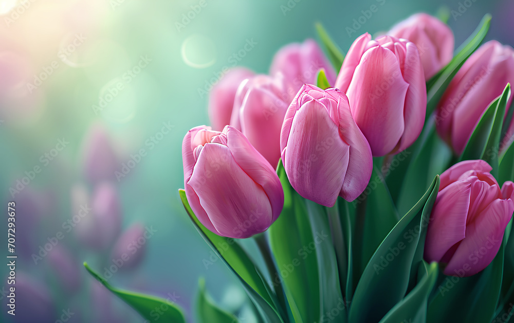 Close-up of Pink Tulips in Spring.