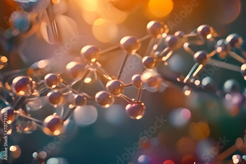 A network of molecules and atoms model animation. photo