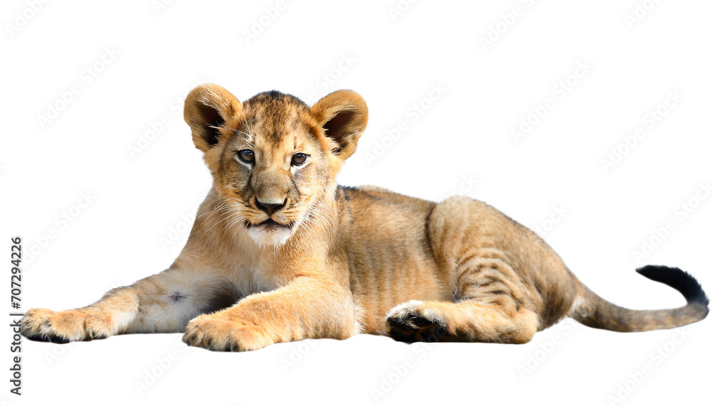 jungtier Löwe isoliert auf weißem Hintergrund, Freisteller