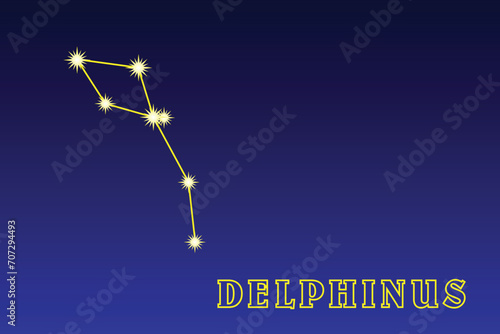 Constellation Delphinus. Constellation Dolphin. Illustration of the constellation Delphinus. Small constellation of the northern hemisphere of the sky photo