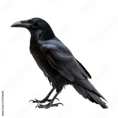 Black carrion crow isolated on transparent background. PNG