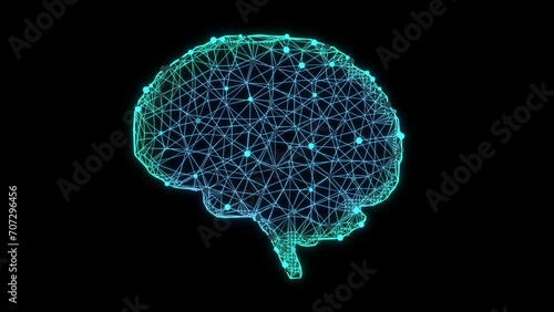 Digital mind 3d animation brain plexus. Can be used to represent brain health, artificial intelligence, synapse, thought process or neurology photo