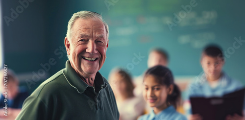 an older man is in front of a class.