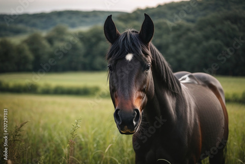 black horse in the field © Magic Art