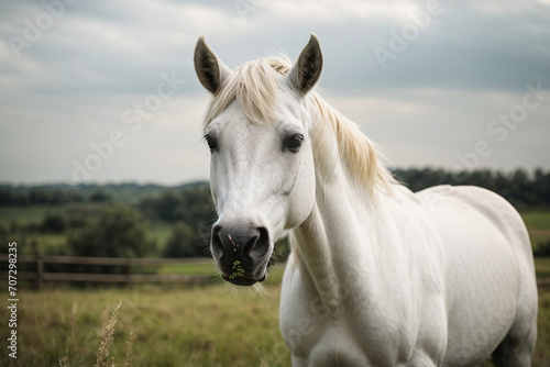 white horse in the field © Magic Art