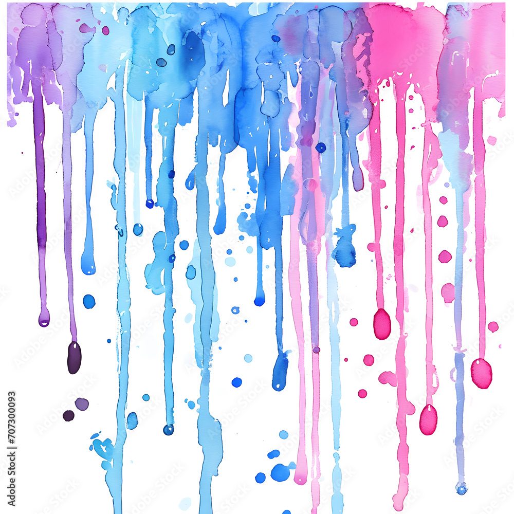 Abstract rain art with watercolors isolated on white background, photo, png
