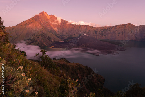 Rinjani Mount is an active volcano in Lombok  Indonesia. The second highest volcano in Indonesia.