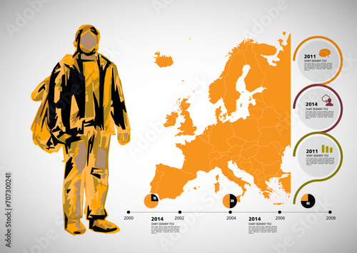 Vector illustration of travelling silhouette