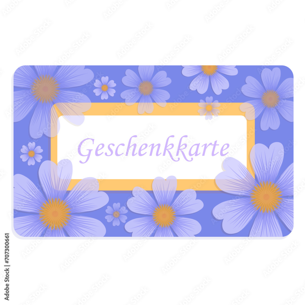 frame with flowers. Geschenkkarte. Giftcard. Card with flower. Voucher, coupon.