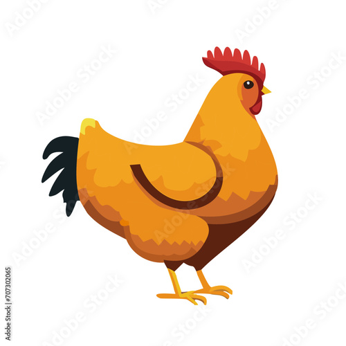 Cartoon Hen Vector Illustration in a Farmyard Setting