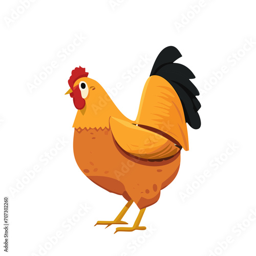 Cartoon Rooster Vector with Bright Colors and Animated Posture