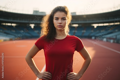 Young woman in sportswear on stadium © Alina