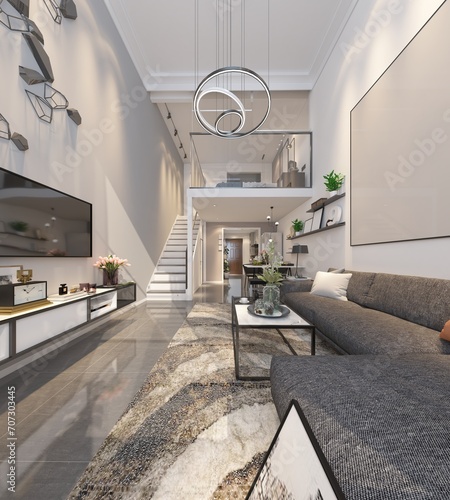 3d render loft apartment interior