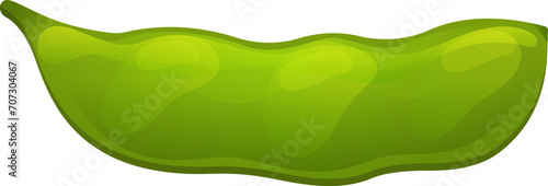 Green snap pea pod isolated on white background. Fresh legume, healthy natural vegetable, organic food vector illustration.