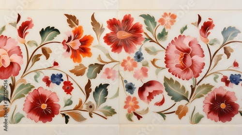 Vintage floral tiles from the 16th century, Lisbon, photo