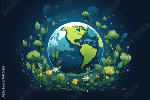  Earth planet and green leaves