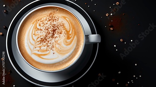 Cappuccino creamy milk foam texture. Top view photo