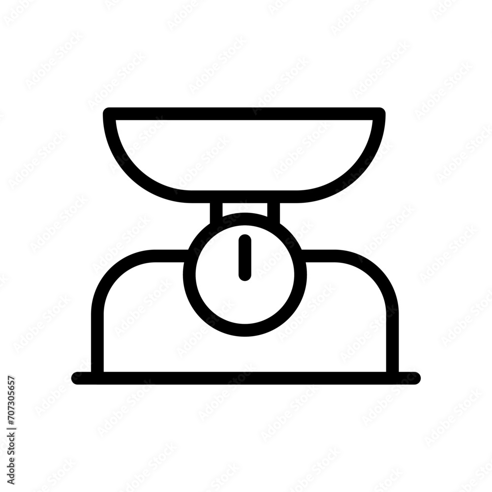 Vector black line icon kitchen scales isolated on white background Vector black line icon kitchen scales isolated on white background