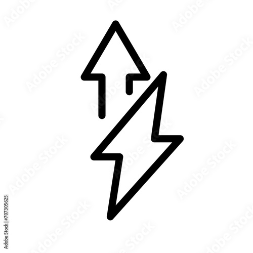 Vector black line icon high energy consumption isolated on white background