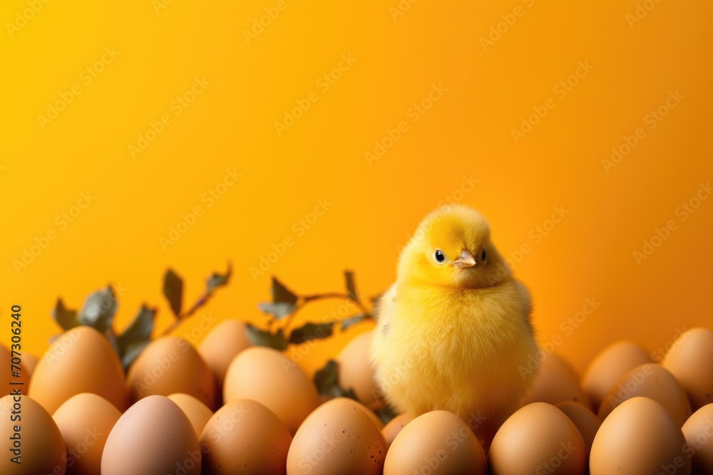 Holiday with chicken and Easter eggs. Holiday with chicken and Easter eggs.
