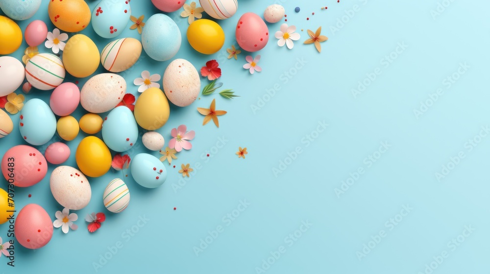 Easter eggs with delicate flowers