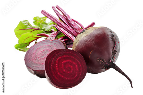 Close-Up of Beets and Greens on isolate Background