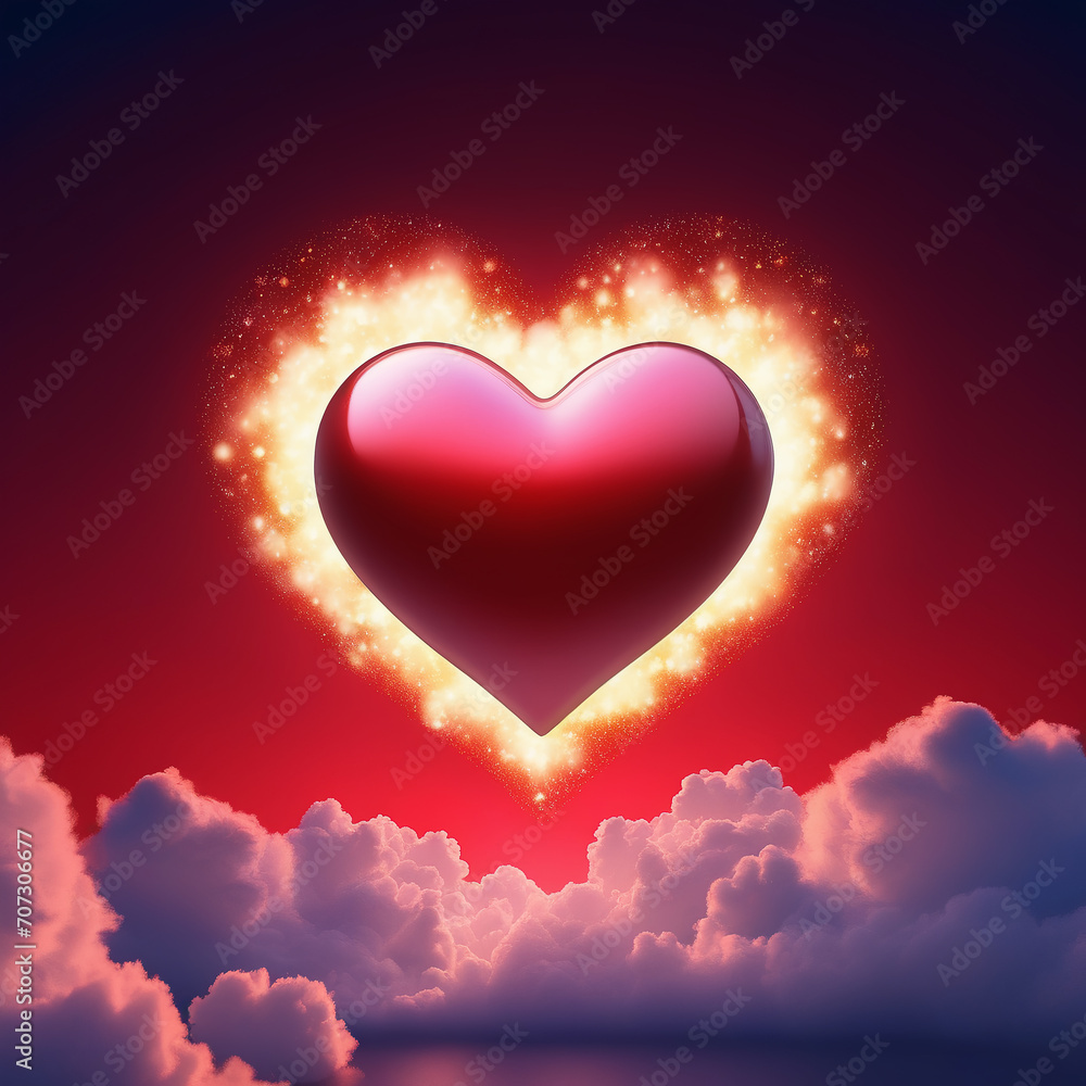 Symbolic, decorative heart on a red background. Symbolic, decorative heart on a red background.