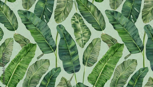 tropical exotic seamless pattern with tropical green palm colocasia banana leaves hand drawing botanical vintage background suitable for making wallpaper printing on fabric wrapping fabric photo