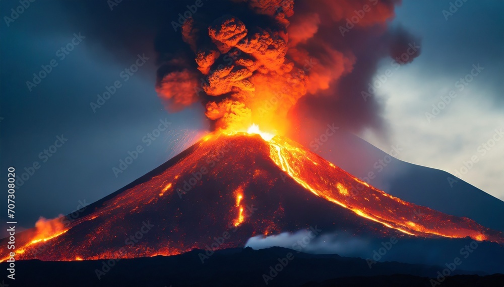 volcano eruption at night natural disaster volcano explosion lava erupts