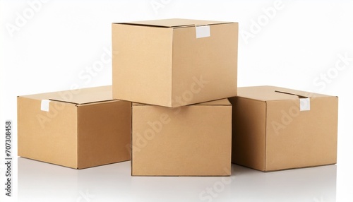 cardboard boxes on white clipping path