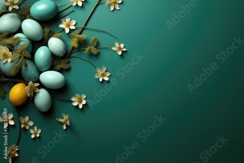 Romantic and beautiful Easter concept with painted eggs