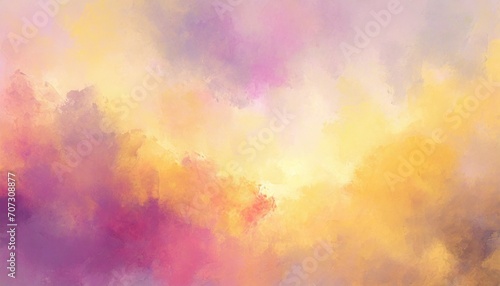 beautiful hues of yellow gold pink and purple in hand painted watercolor background design with paint bleed and fringing in colorful sunrise or sunset colors in cloudy shapes