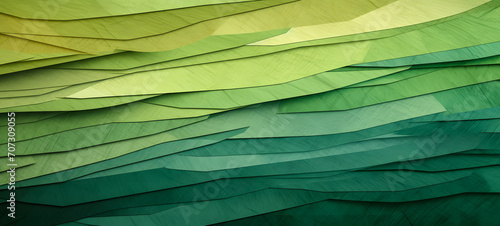 abstract green background with a lot of layers of paper and shadow